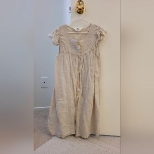 H&M Beige Cream 100% Linen Natural Kids Casual Dress Girls Sz 10